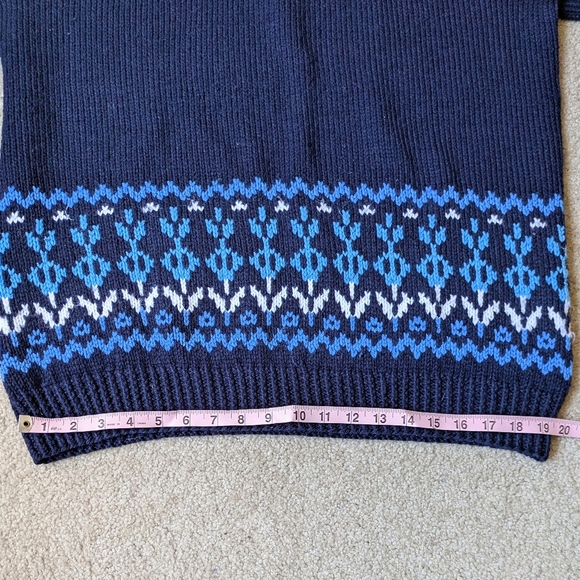 Vintage Handmade Sweater Dark Blue Pattern High Neck Men's Women's Size XL - Picture 7 of 9